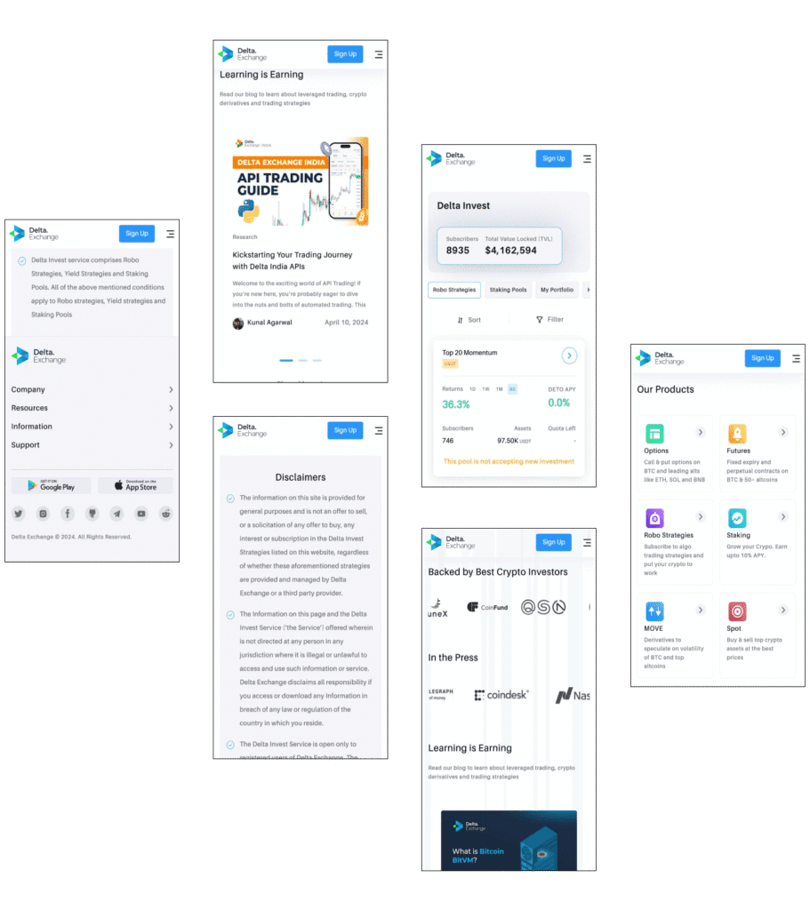 Delta Exchange Development More Screens
