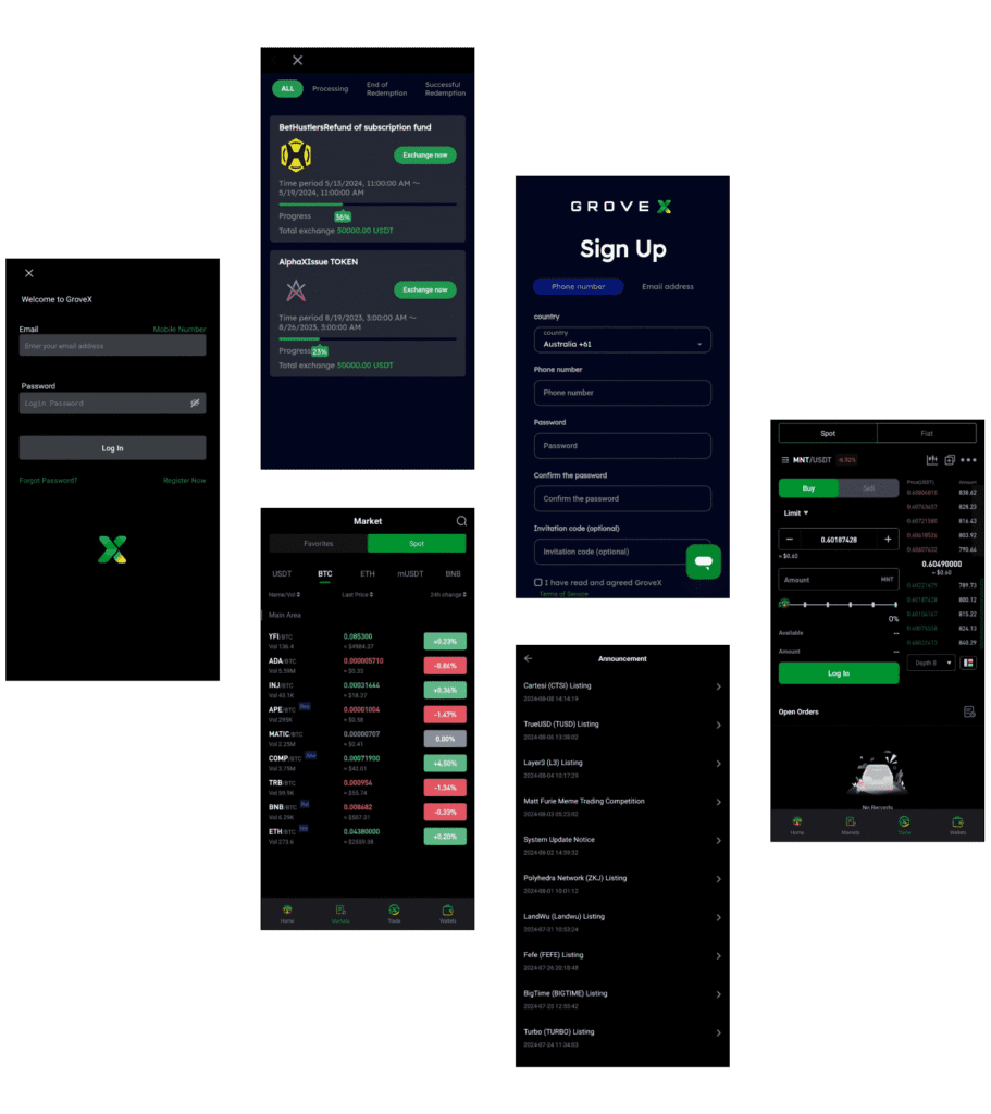 GroveX Development More Screens