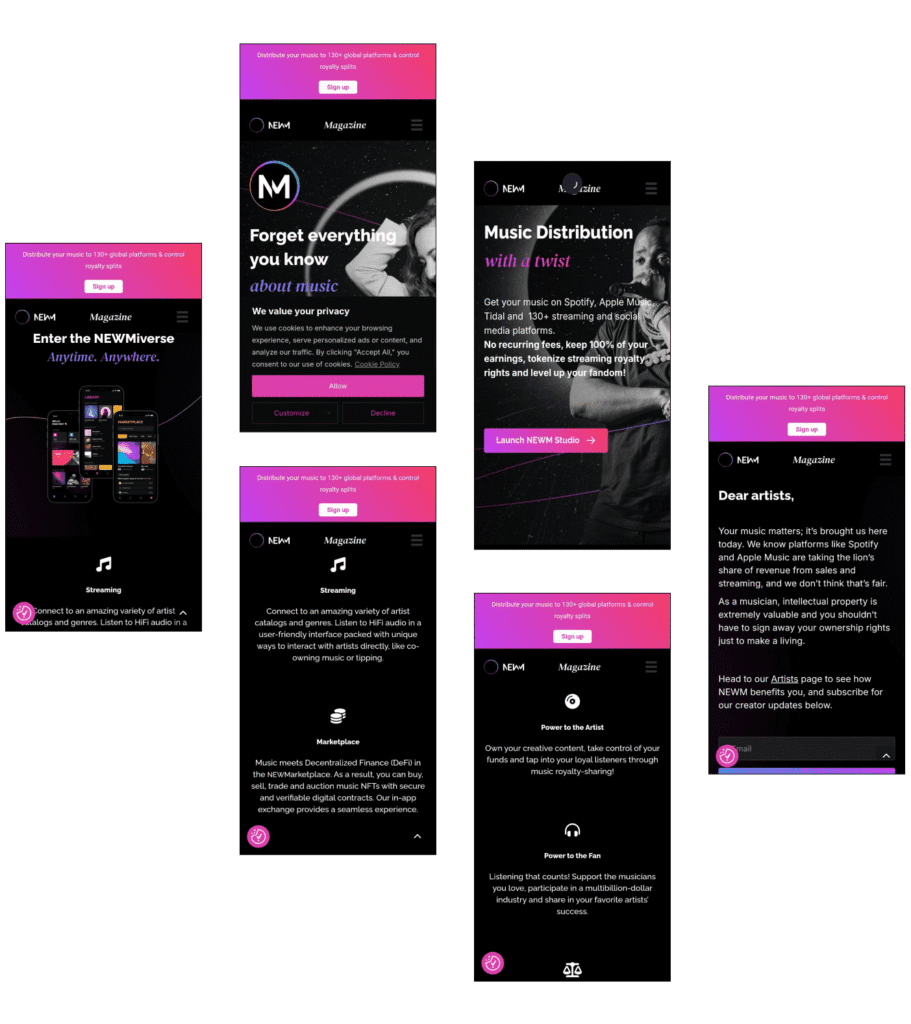 NEWM Decentralized Music Development More Screens