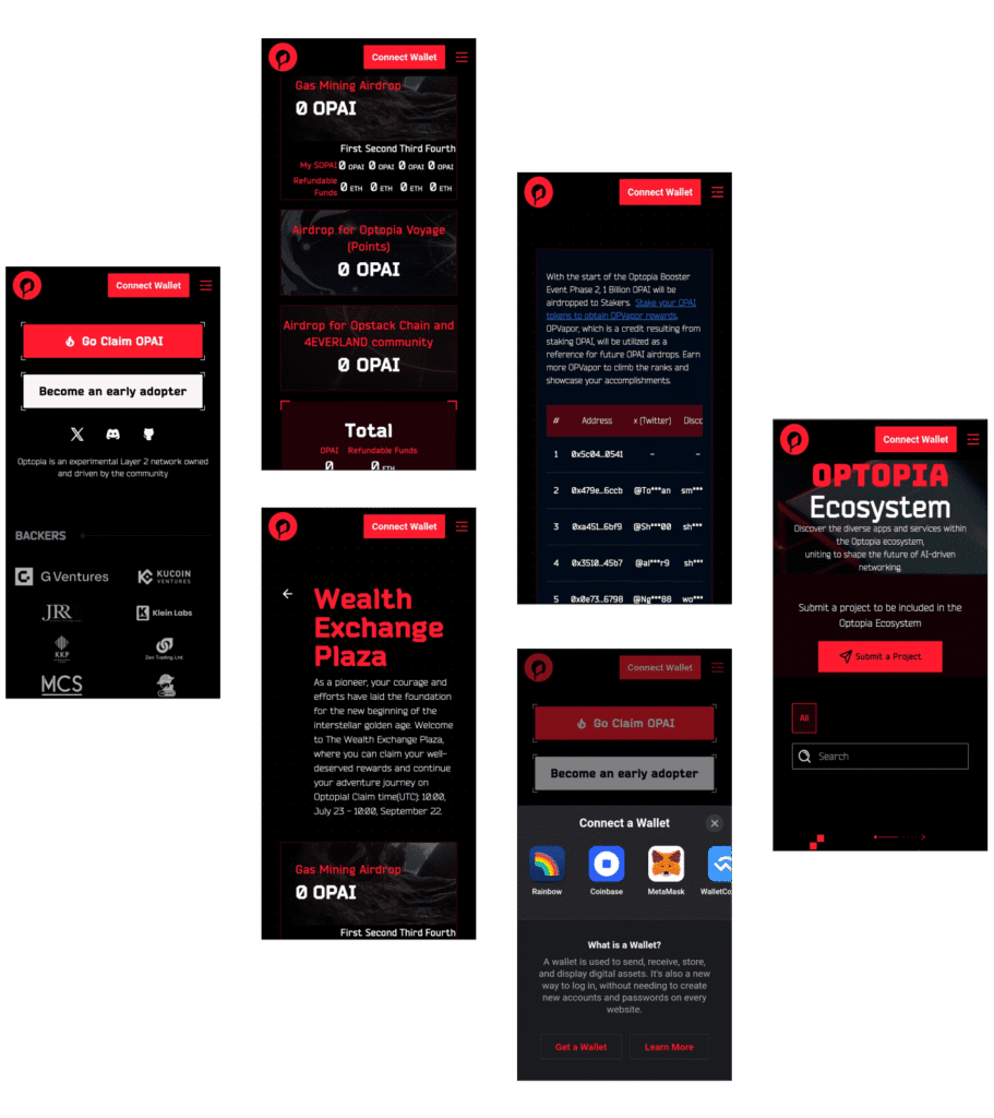 optopia decentralized application more screens