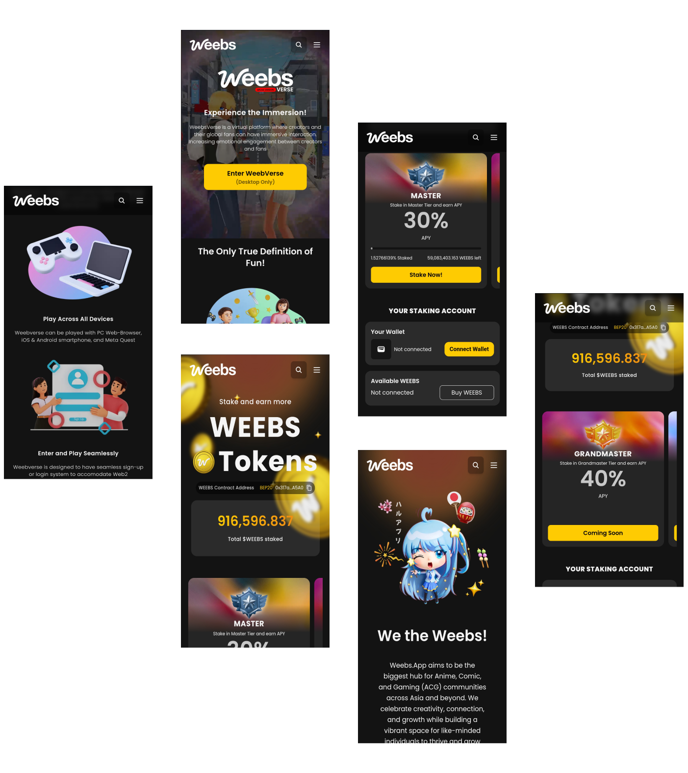 Weebs.App Weebverse Development More screens