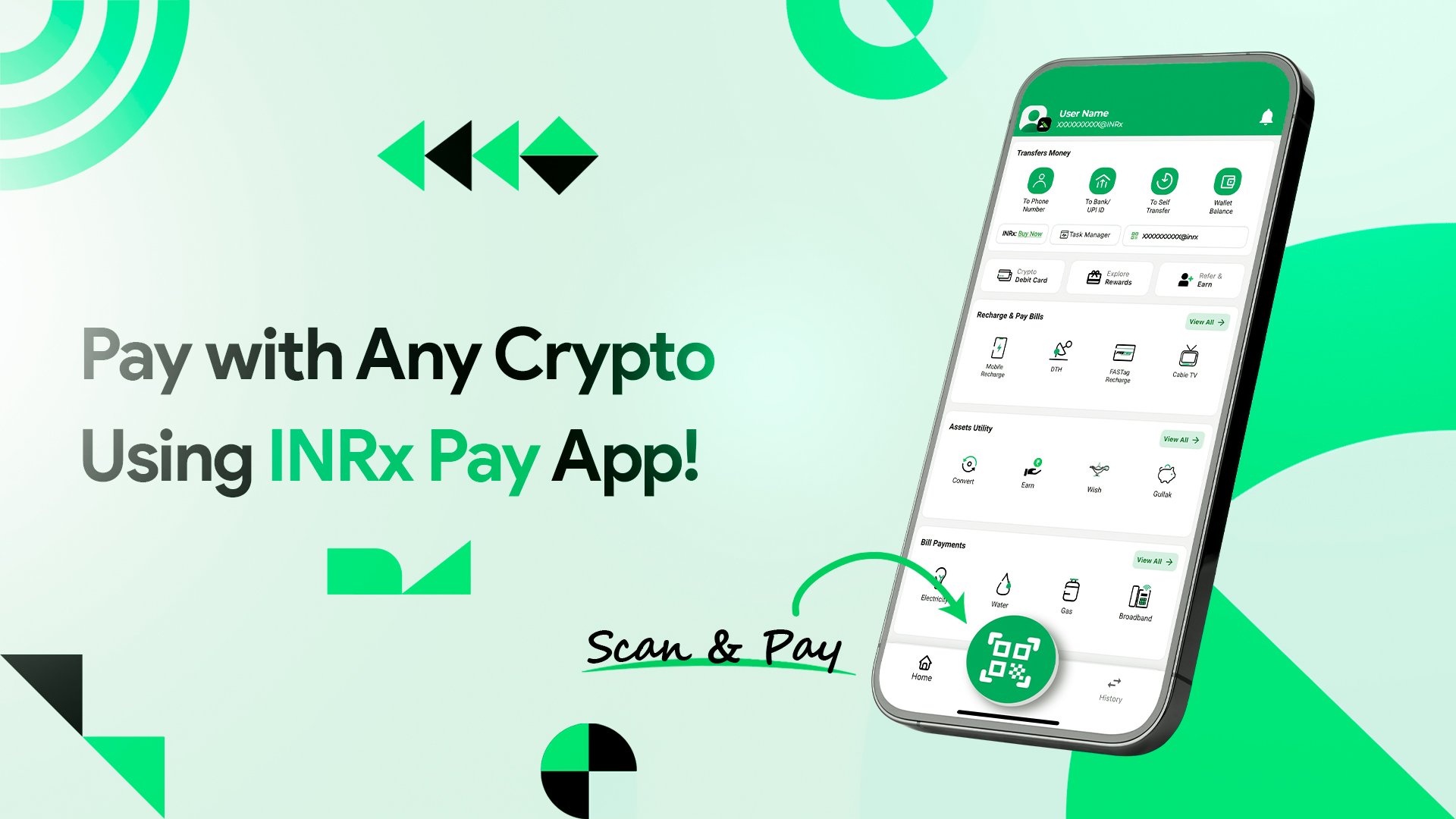 Pay with Any Crypto Using INRx Pay App